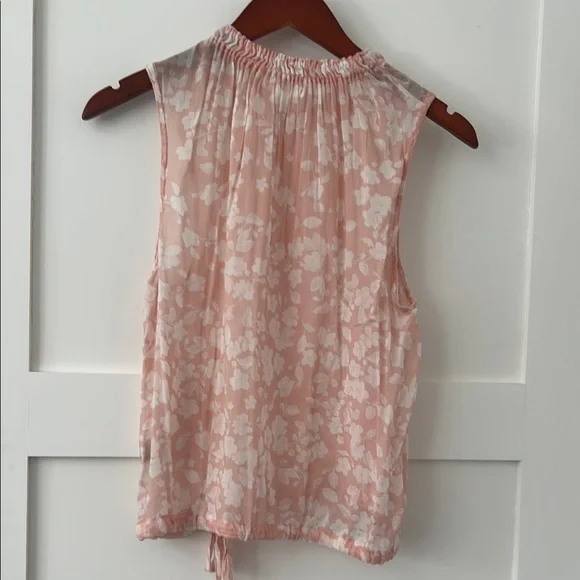 Bella Dahl Pink Sleeveless Blouse with Pleated Tie Front - Picture 2 of 2